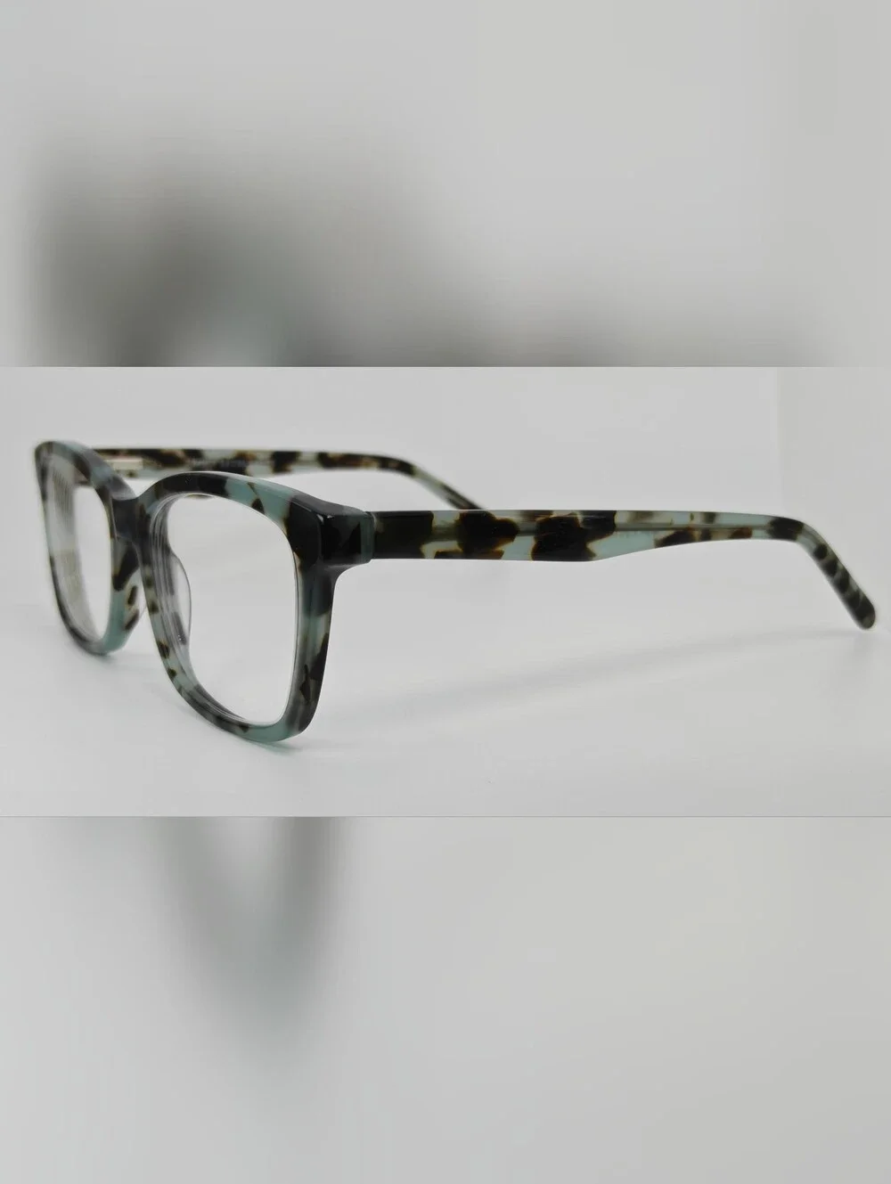 Mode. Stylish Marbled Brown Lite Brown, Seafoam Green.Square Eyeglasses